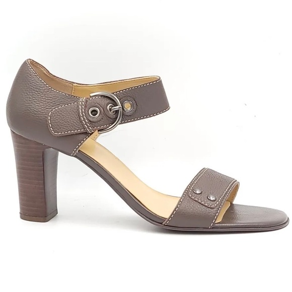 Worthington Shoes - Worthington Size 9.5M Ankle Strap Open Toe Heeled Shoe Leather Brown​